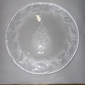 Set 2 13" round platter Holly Tree
by ARCOROC‎ Christmas glass serving vintage
